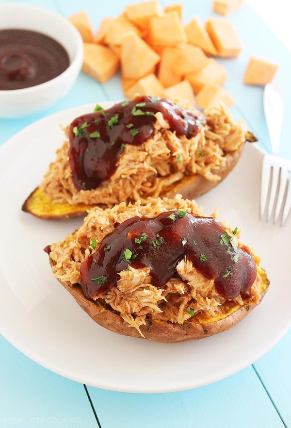 1. 3-Ingredient BBQ Stuffed Sweet Potatoes