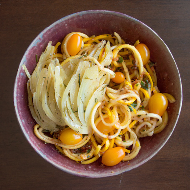 14. Yellow Squash Noodles in Tomato Basil Sauce