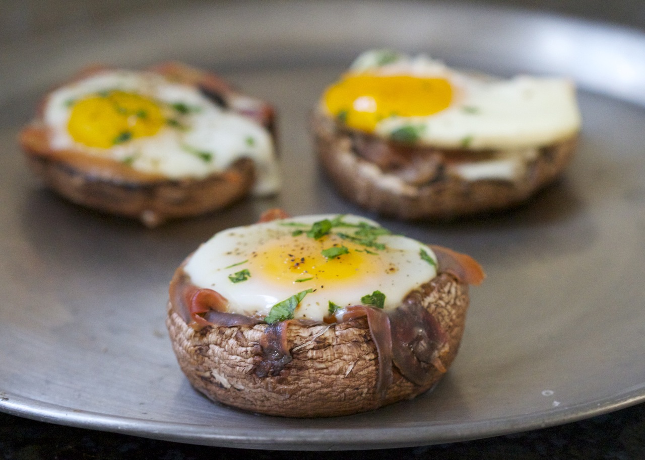 23. Baked Eggs in Portobello Mushroom Caps