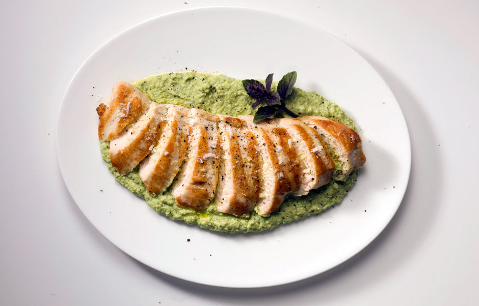 28. Grilled Chicken With Edamame Skordalia