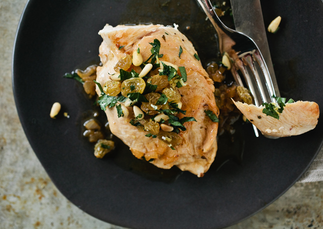 33. Chicken Breasts With Parsley, Pine Nut, And Golden Raisin Gremolata