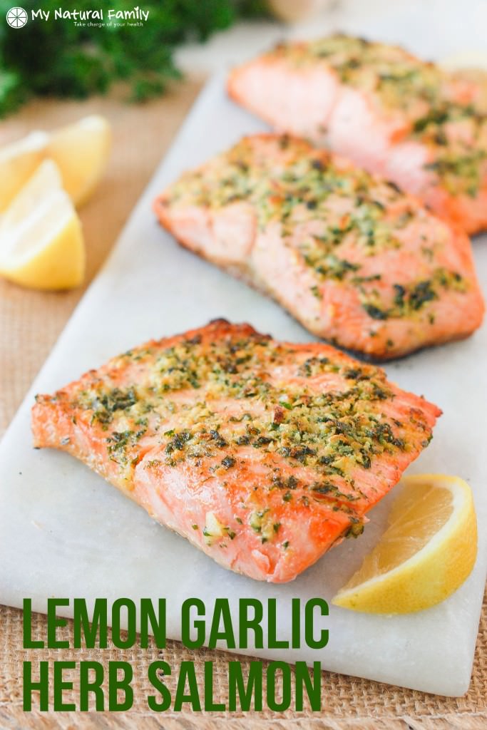 1. Lemon Garlic Herb Crusted Salmon Recipe