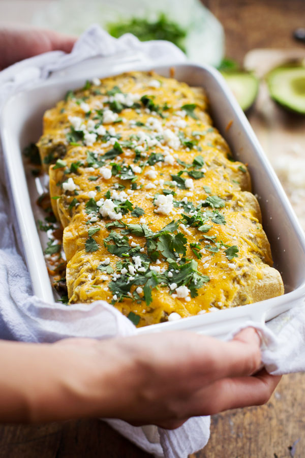 10. Butternut Squash & Mushroom Enchiladas With Tomatillo Sauce