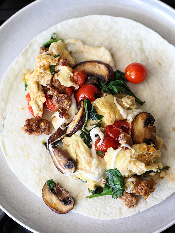 10. Scrambled Eggs And Sausage Breakfast Burrito