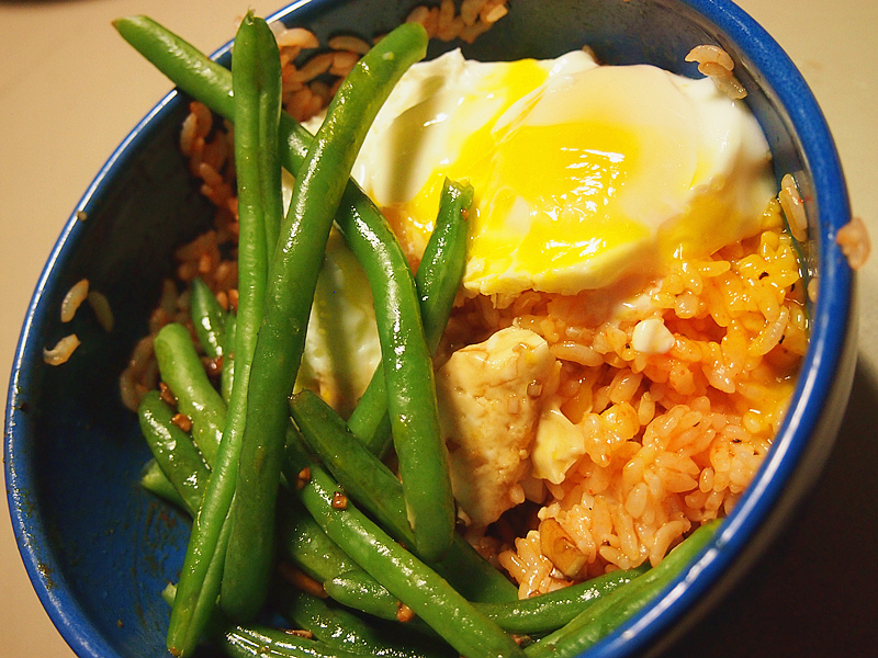 16. Thai Rice with Garlic Green Beans and Fried Eggs
