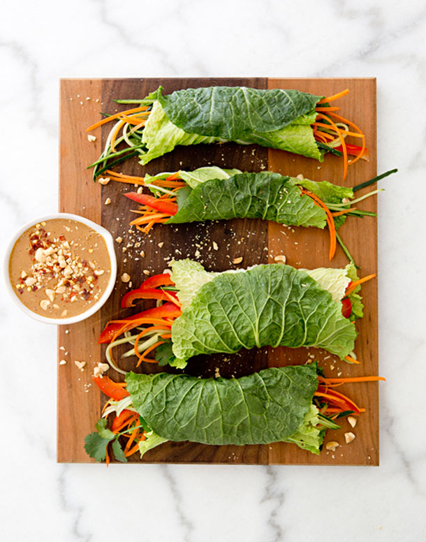 17. Cabbage Wraps with Spicy Peanut Sauce