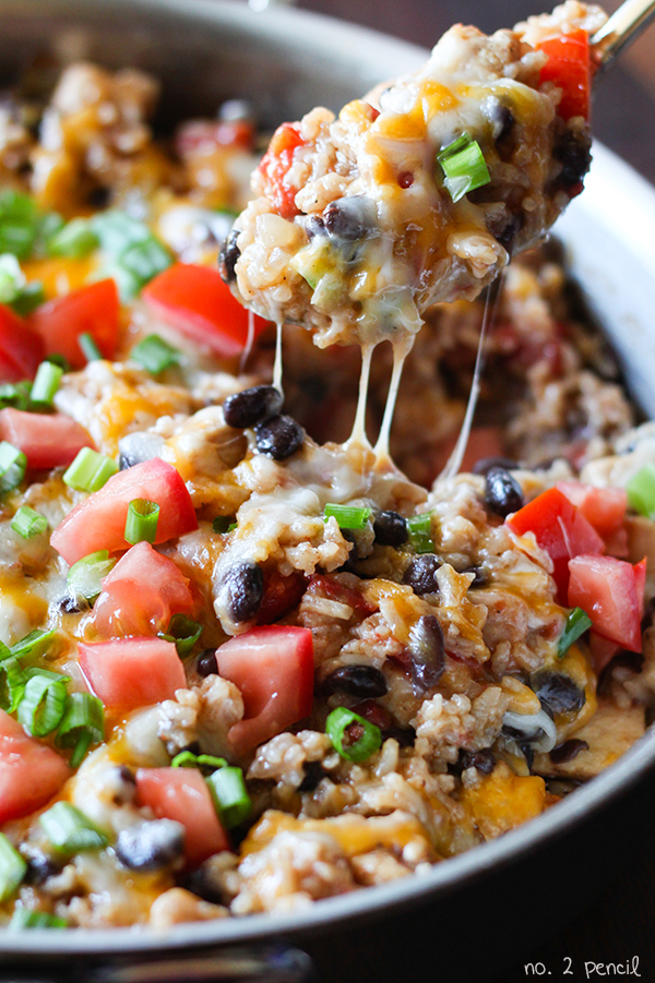 19. One-Pan Chicken Burrito Bowls