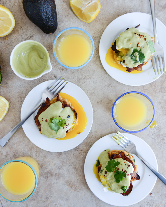 20. Sweet Corn Cake Eggs Benedict With Avocado Hollandaise