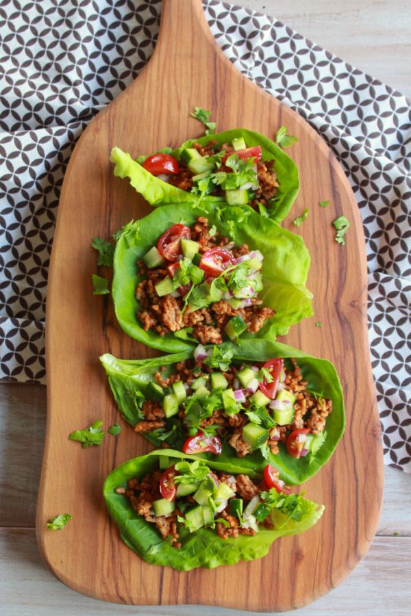 21. Pork Lettuce Cups with Cucumber Salsa