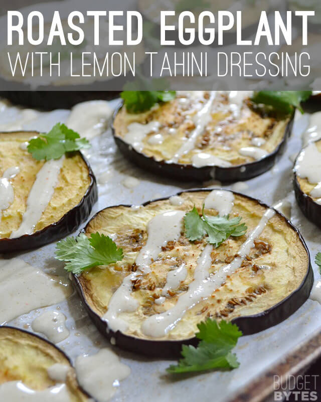 23.Roasted eggplant with lemon tahini dressing