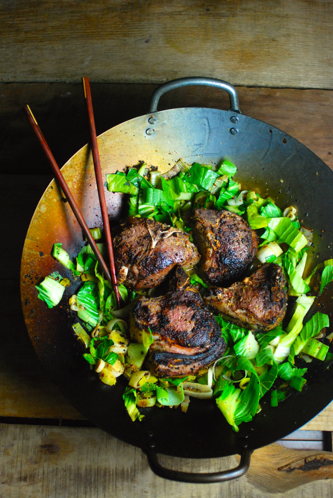 5. Dijon Lamb Chops With Leeks And Bok Choy