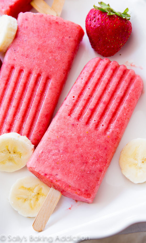 25. Strawberry-Banana Ice Pops
