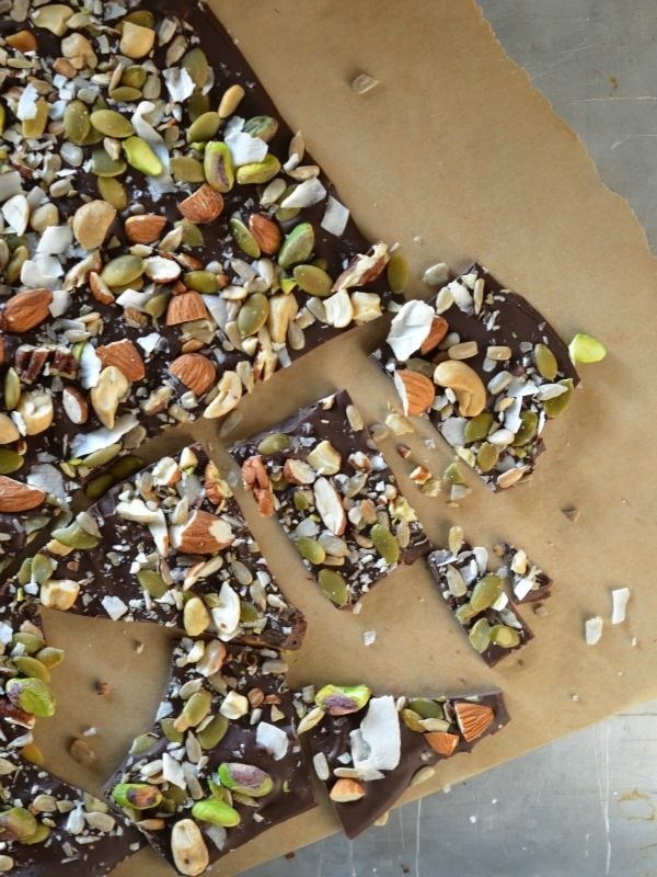 43. Salted Trail Mix Dark Chocolate Bark