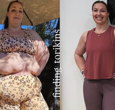 @finding_torikins weight loss journey, tori phillips 200 pounds weight loss, yoga, bike, cycling, peloton