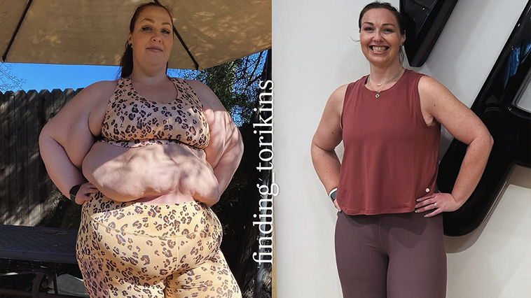 @finding_torikins weight loss journey, tori phillips 200 pounds weight loss, yoga, bike, cycling, peloton